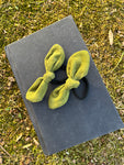 Moss Green Corduroy Bow Hair Ties - Fits All Sizes - Fall Boho Holiday Gifts